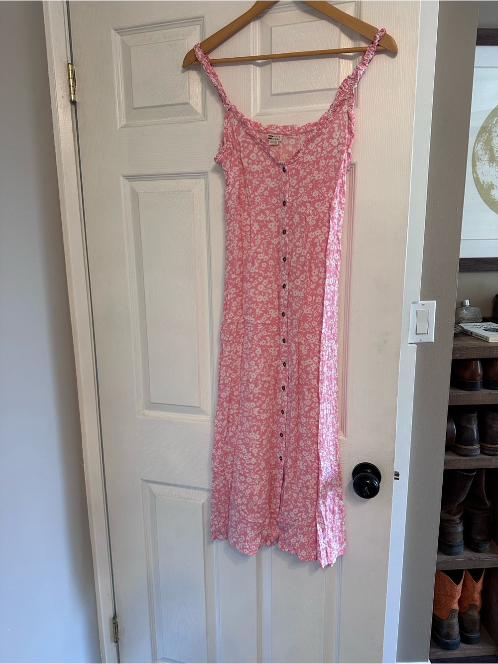 Billabong Pink Floral Button-Down Midi Dress